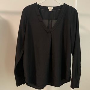 J. Crew Black V-Neck Blouse